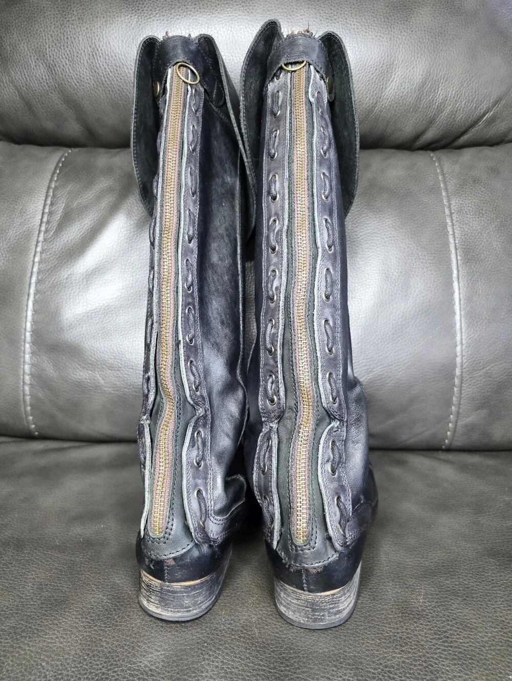 JC JEFFREY CAMPBELL Tall Black Leather Over The Knee Boots